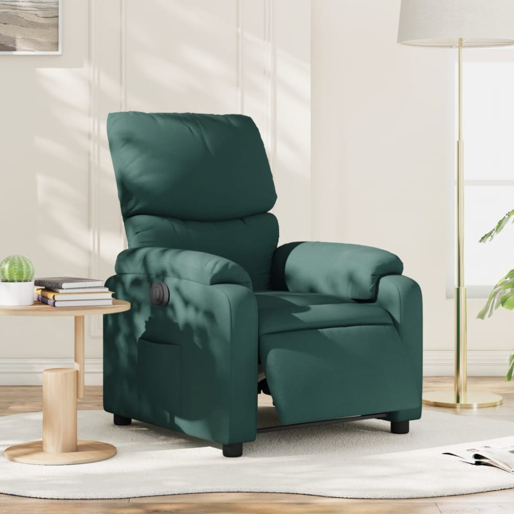 Produktbild för Elektrisk reclinerfåtölj mörkgrön tyg