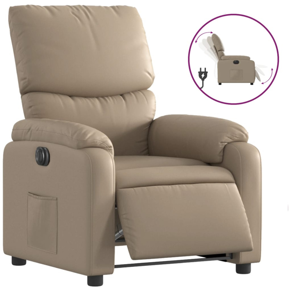 Produktbild för Elektrisk reclinerfåtölj cappuccino konstläder