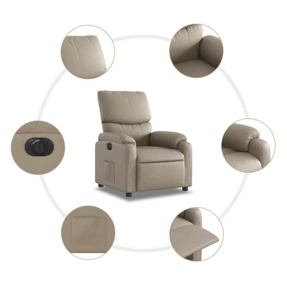 Produktbild för Elektrisk reclinerfåtölj cappuccino konstläder