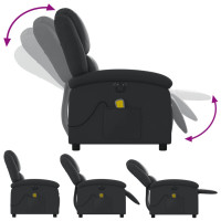 Miniatyr av produktbild för Elektrisk massagefåtölj svart äkta läder