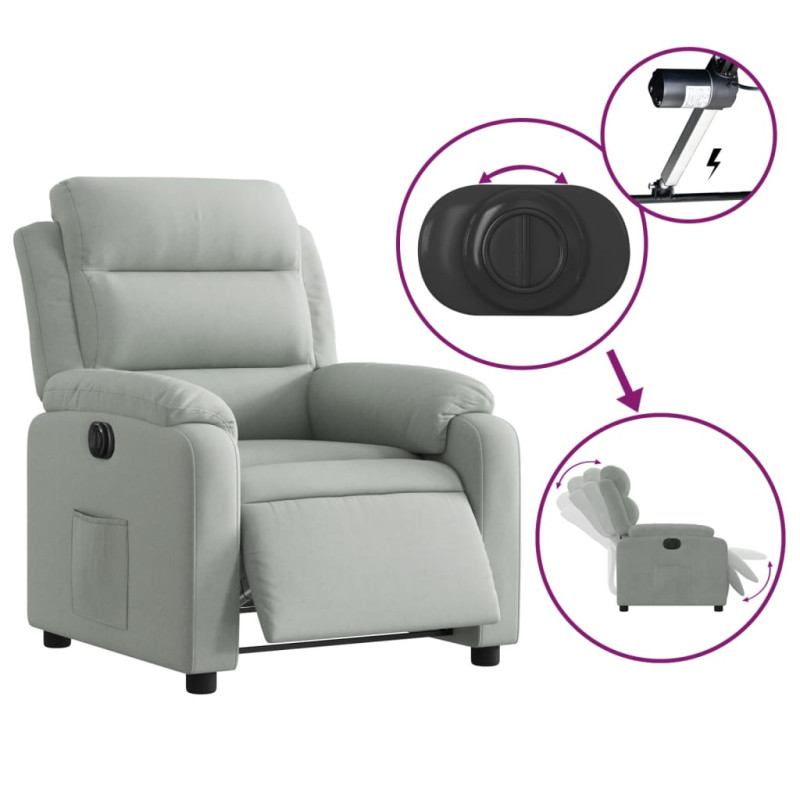 Produktbild för Elektrisk reclinerfåtölj ljusgrå sammet
