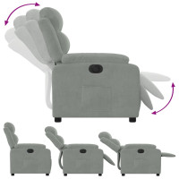 Miniatyr av produktbild för Elektrisk reclinerfåtölj ljusgrå sammet