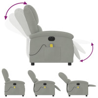 Produktbild för Elektrisk massagefåtölj ljusgrå sammet