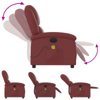 Produktbild för Elektrisk massagefåtölj vinröd konstläder