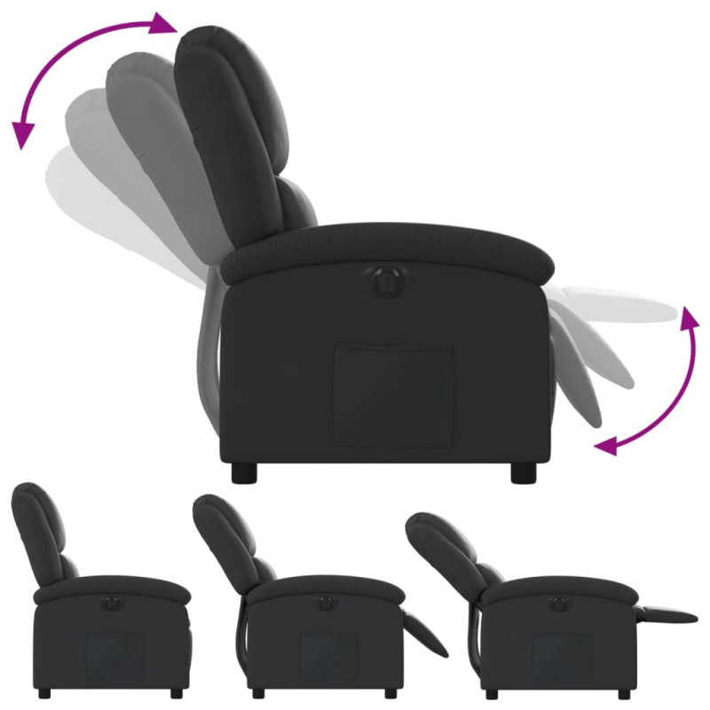 Produktbild för Elektrisk reclinerfåtölj svart äkta läder