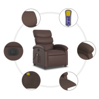 Produktbild för Elektrisk massagefåtölj brun konstläder