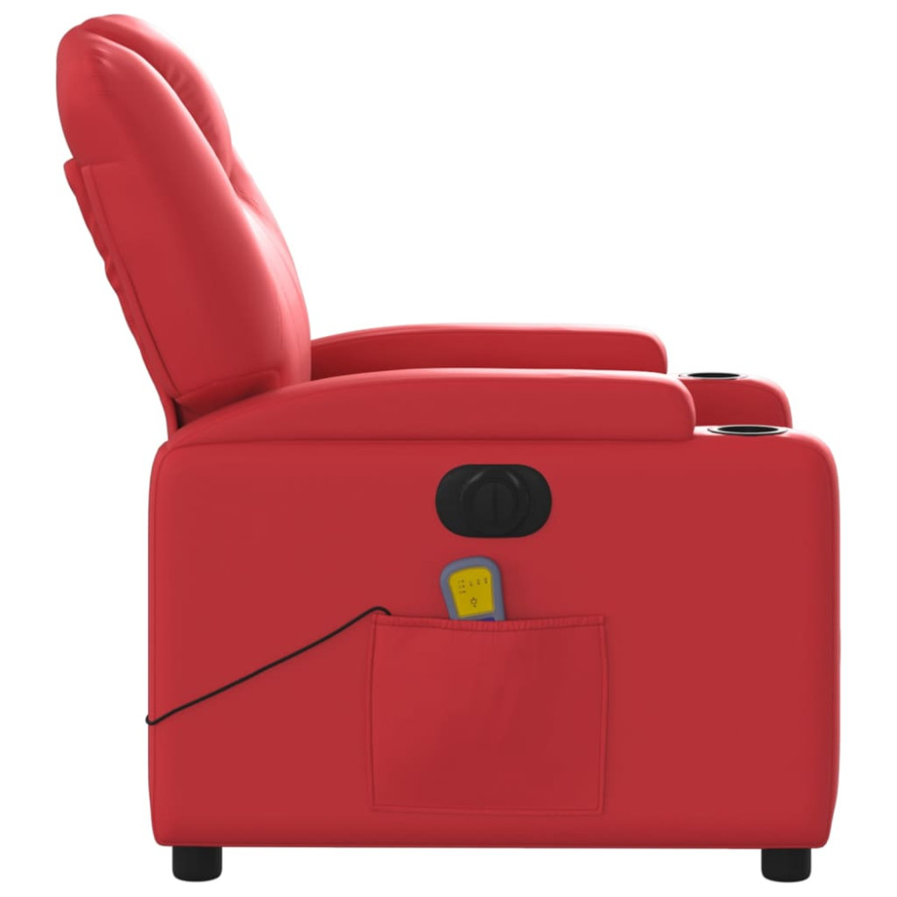 Produktbild för Elektrisk massagefåtölj röd konstläder