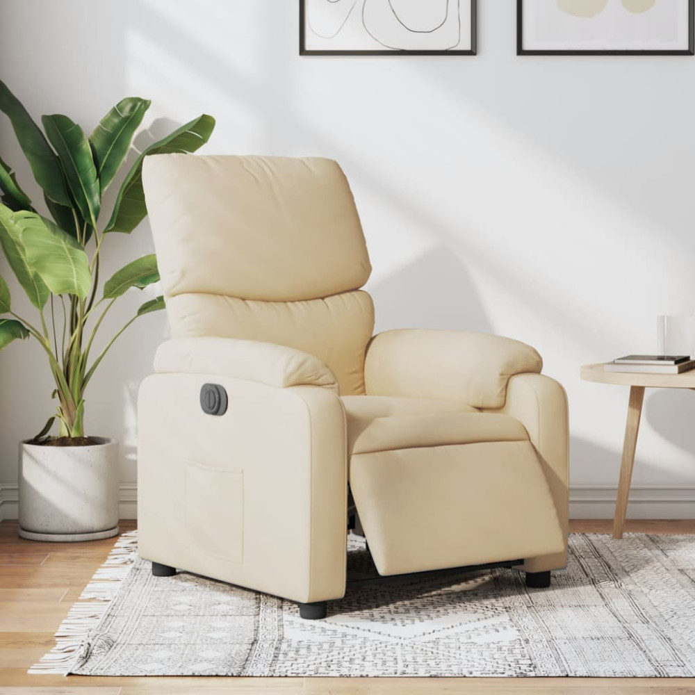 Produktbild för Elektrisk reclinerfåtölj gräddvit tyg