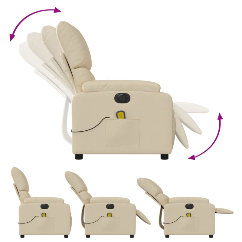 Produktbild för Elektrisk massagefåtölj gräddvit tyg