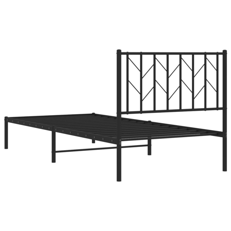 Produktbild för Sängram med huvudgavel metall svart 90x200 cm