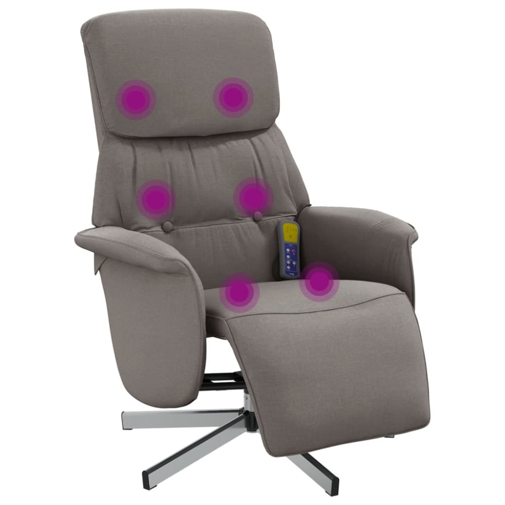 Produktbild för Massagefåtölj med fotstöd taupe tyg