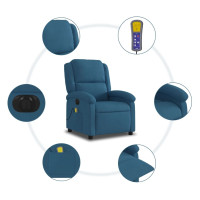 Produktbild för Elektrisk massagefåtölj blå sammet