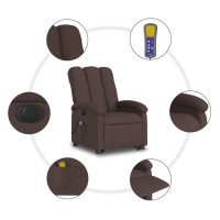 Produktbild för Elektrisk massagefåtölj mörkbrun tyg