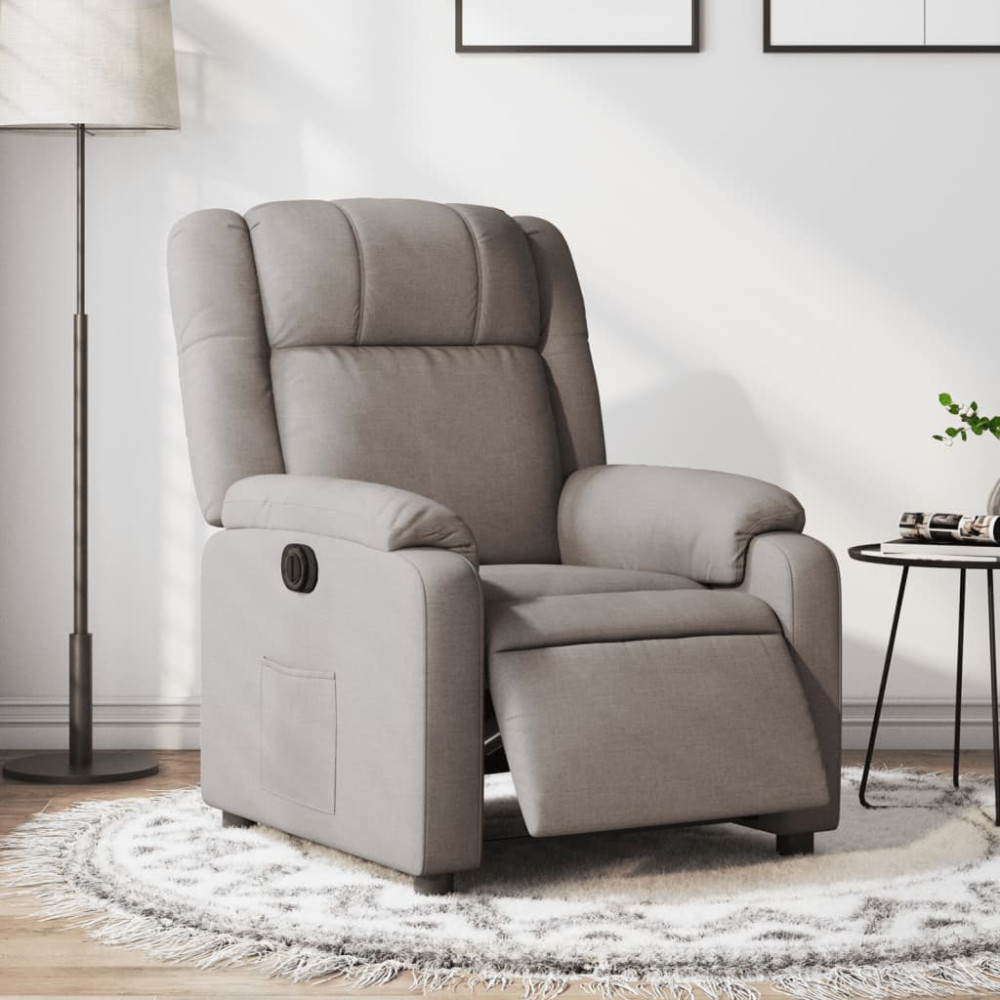 Produktbild för Elektrisk reclinerfåtölj taupe tyg