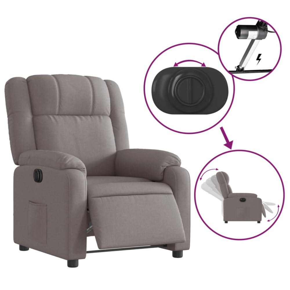 Produktbild för Elektrisk reclinerfåtölj taupe tyg