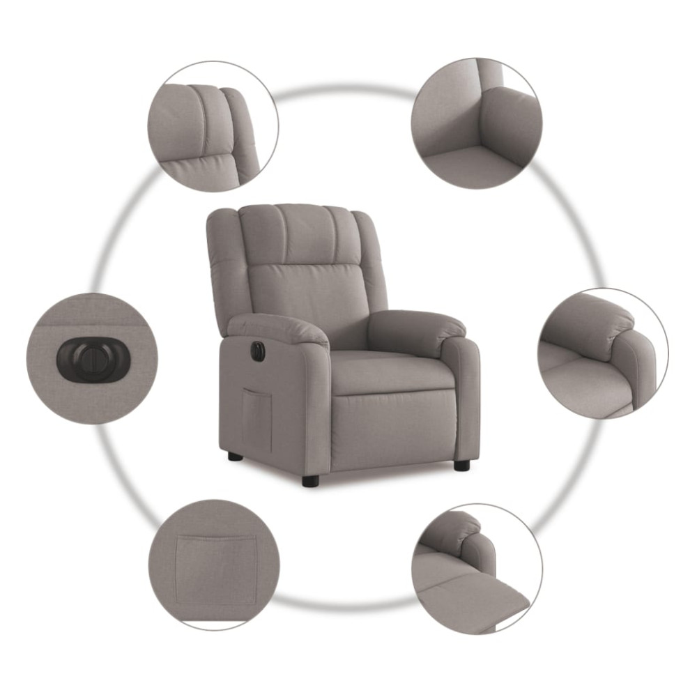 Produktbild för Elektrisk reclinerfåtölj taupe tyg