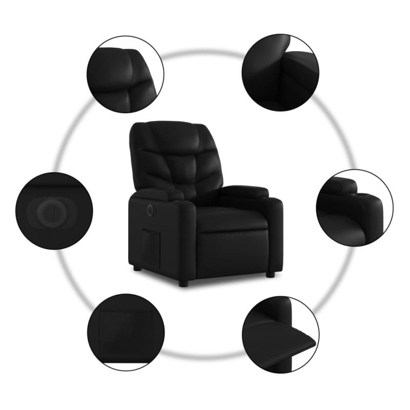 Produktbild för Elektrisk reclinerfåtölj svart konstläder