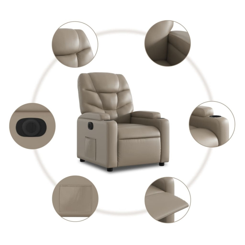 Produktbild för Elektrisk reclinerfåtölj cappuccino konstläder