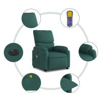 Produktbild för Elektrisk massagefåtölj mörkgrön tyg