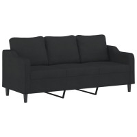 Produktbild för 3-sitssoffa med prydnadskuddar svart 180 cm tyg