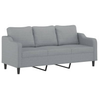 Produktbild för 3-sitssoffa med fotpall ljusgrå 180 cm tyg