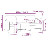 Produktbild för 3-sitssoffa med prydnadskuddar ljusgrå 180 cm tyg
