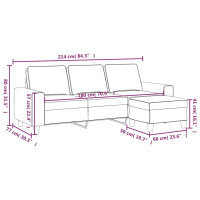 Produktbild för 3-sitssoffa med fotpall Mörkgrå 180 cm tyg