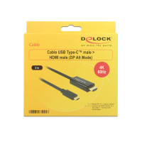 Miniatyr av produktbild för DeLOCK 85291 videokabeladapter 2 m USB Type-C HDMI Svart