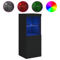 Produktbild för Skänk med LED-belysning svart 41x37x100 cm