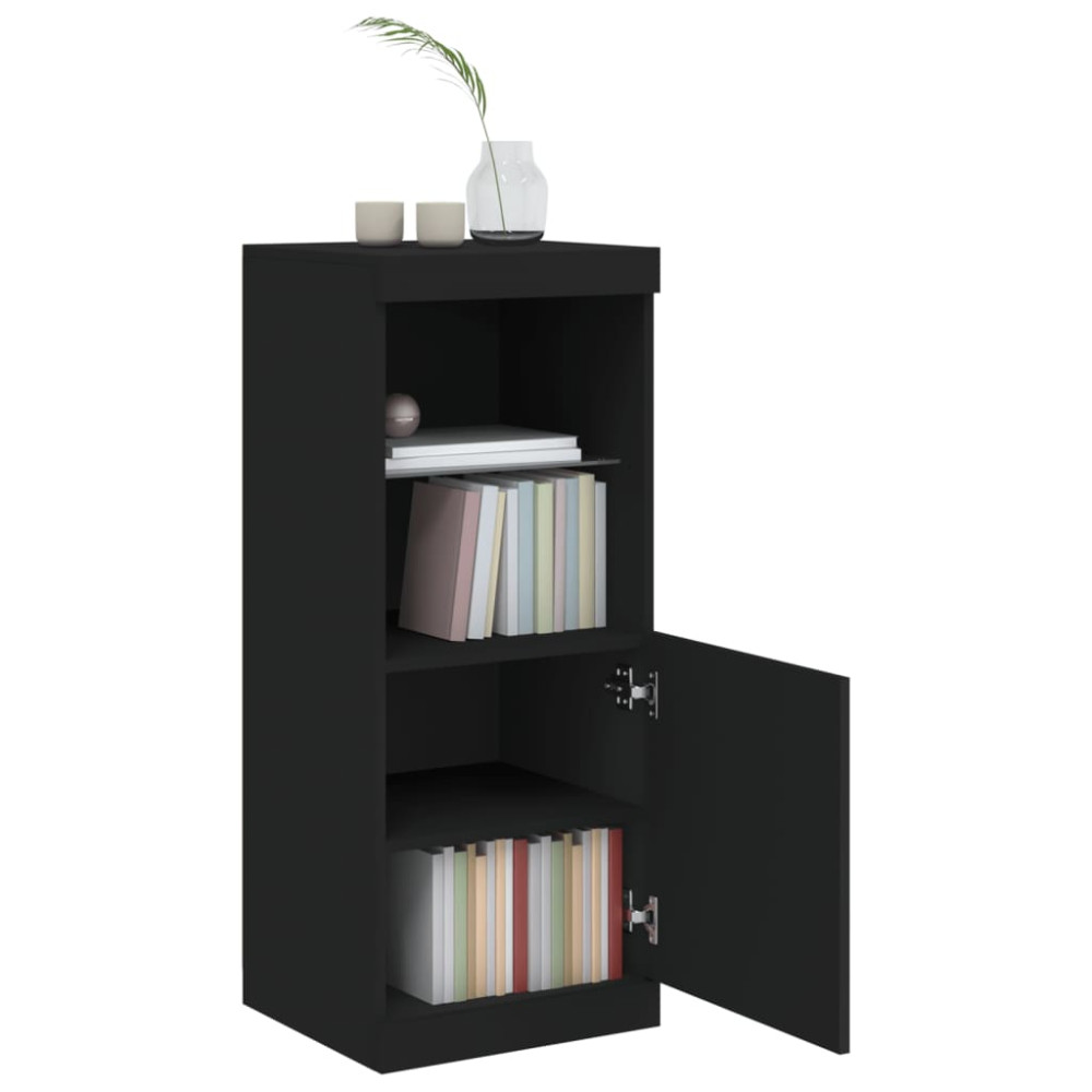 Produktbild för Skänk med LED-belysning svart 41x37x100 cm