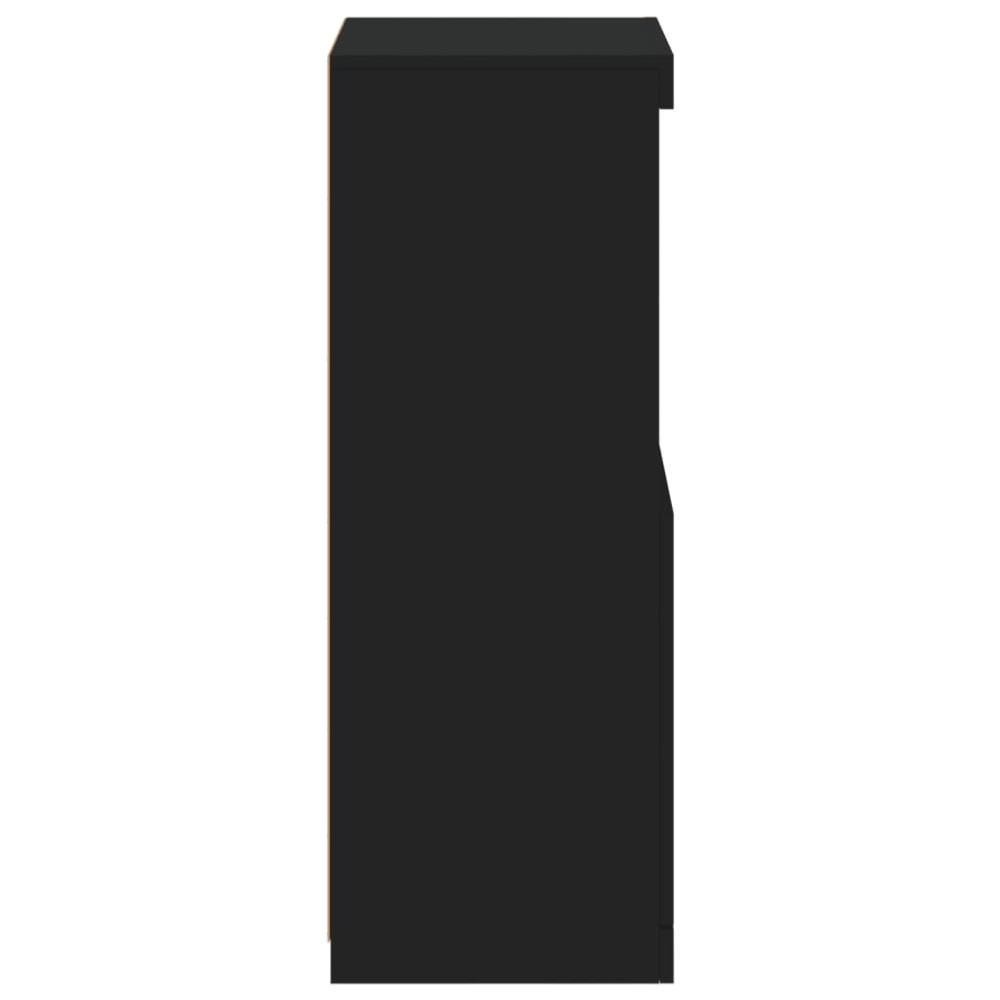 Produktbild för Skänk med LED-belysning svart 41x37x100 cm