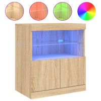 Produktbild för Skänk med LED-belysning sonoma-ek 60x37x67 cm