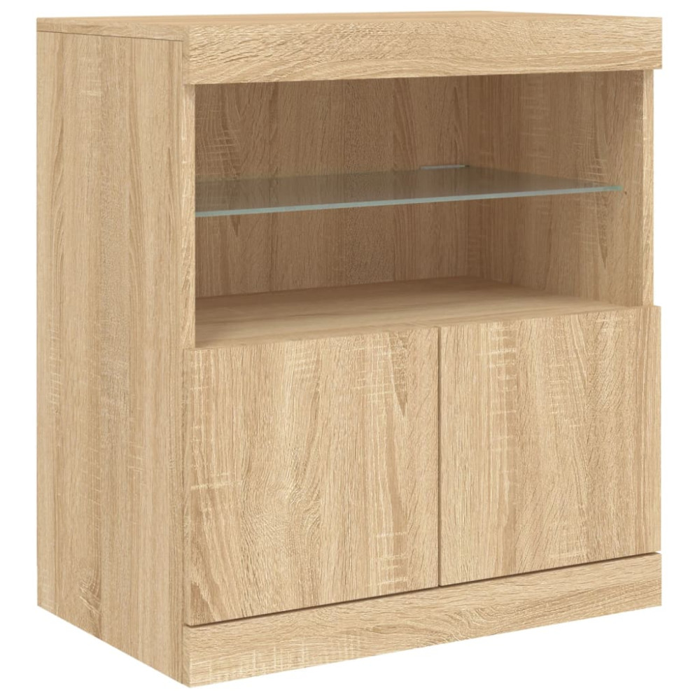 Produktbild för Skänk med LED-belysning sonoma-ek 60x37x67 cm