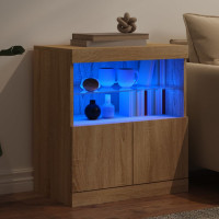 Produktbild för Skänk med LED-belysning sonoma-ek 60x37x67 cm