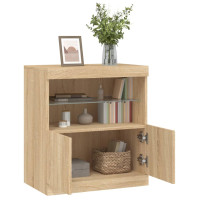Produktbild för Skänk med LED-belysning sonoma-ek 60x37x67 cm