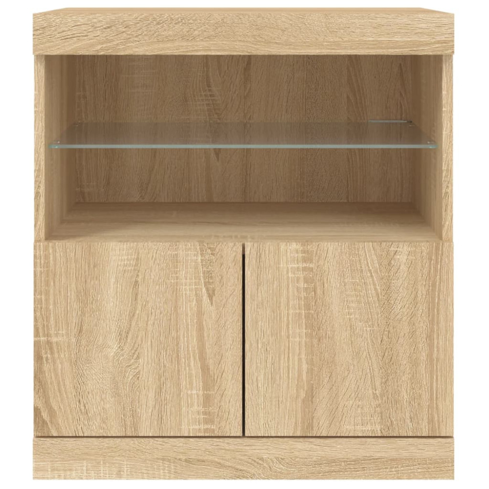 Produktbild för Skänk med LED-belysning sonoma-ek 60x37x67 cm
