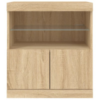 Produktbild för Skänk med LED-belysning sonoma-ek 60x37x67 cm