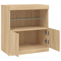 Produktbild för Skänk med LED-belysning sonoma-ek 60x37x67 cm