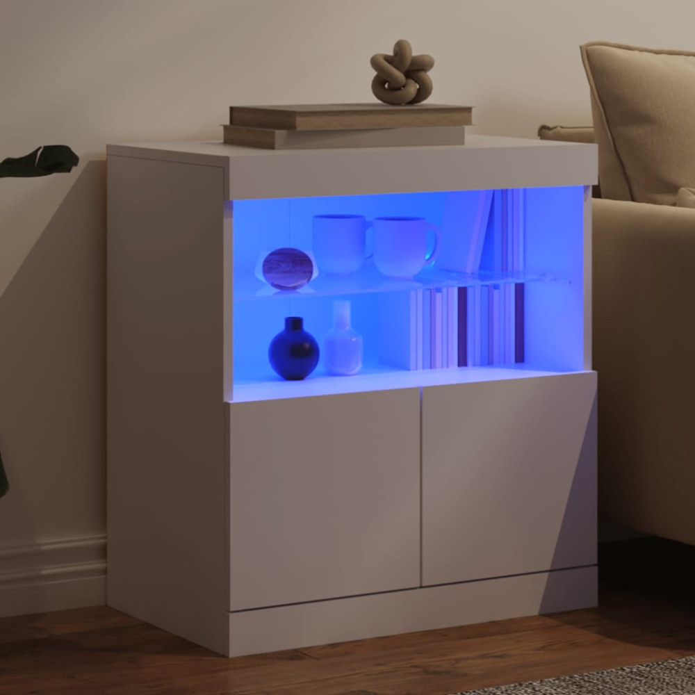 Produktbild för Skänk med LED-belysning vit 60x37x67 cm