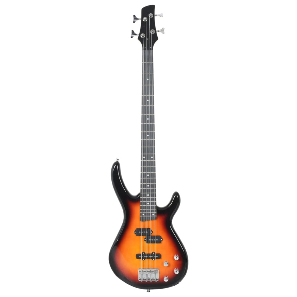 Produktbild för Elektrisk basgitarr för nybörjare med väska brun&svart 4/4 46"