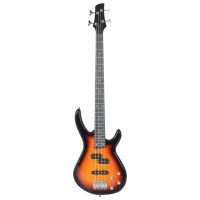 Produktbild för Elektrisk basgitarr för nybörjare med väska brun&svart 4/4 46"