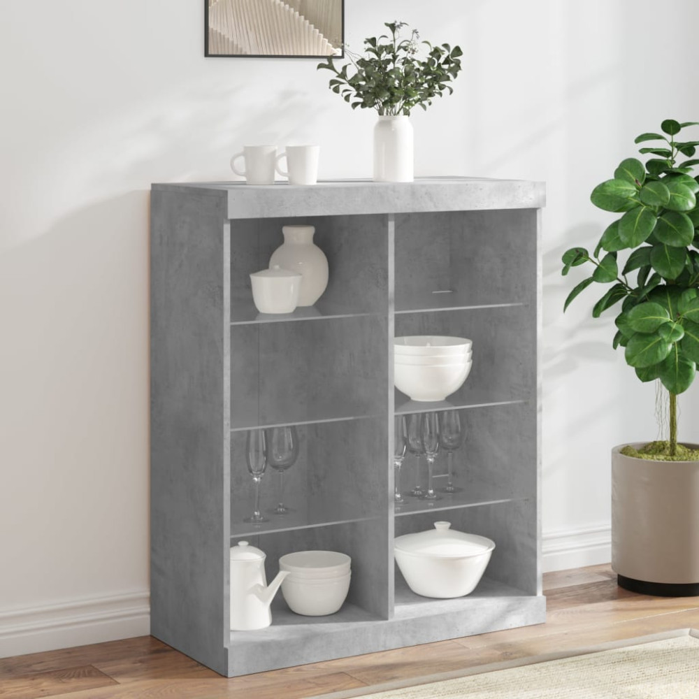 Produktbild för Skänk med LED-belysning betonggrå 81x37x100 cm