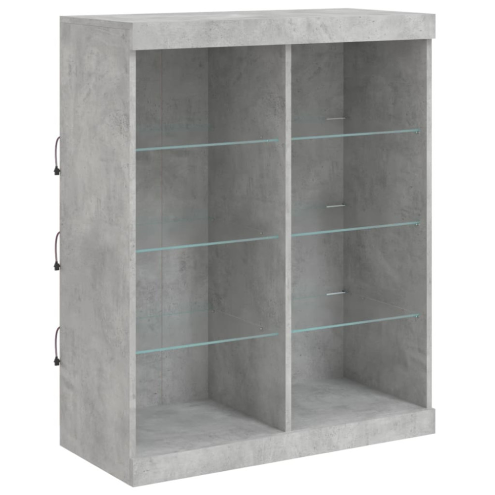 Produktbild för Skänk med LED-belysning betonggrå 81x37x100 cm