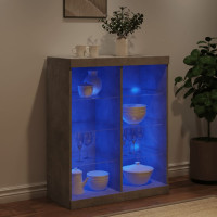 Produktbild för Skänk med LED-belysning betonggrå 81x37x100 cm