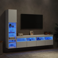 Miniatyr av produktbild för Tv-bänk 4 delar LED vit konstruerat trä