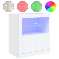 Produktbild för Skänk med LED-belysning vit 60,5x37x67 cm