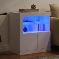 Produktbild för Skänk med LED-belysning vit 60,5x37x67 cm