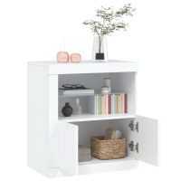 Produktbild för Skänk med LED-belysning vit 60,5x37x67 cm