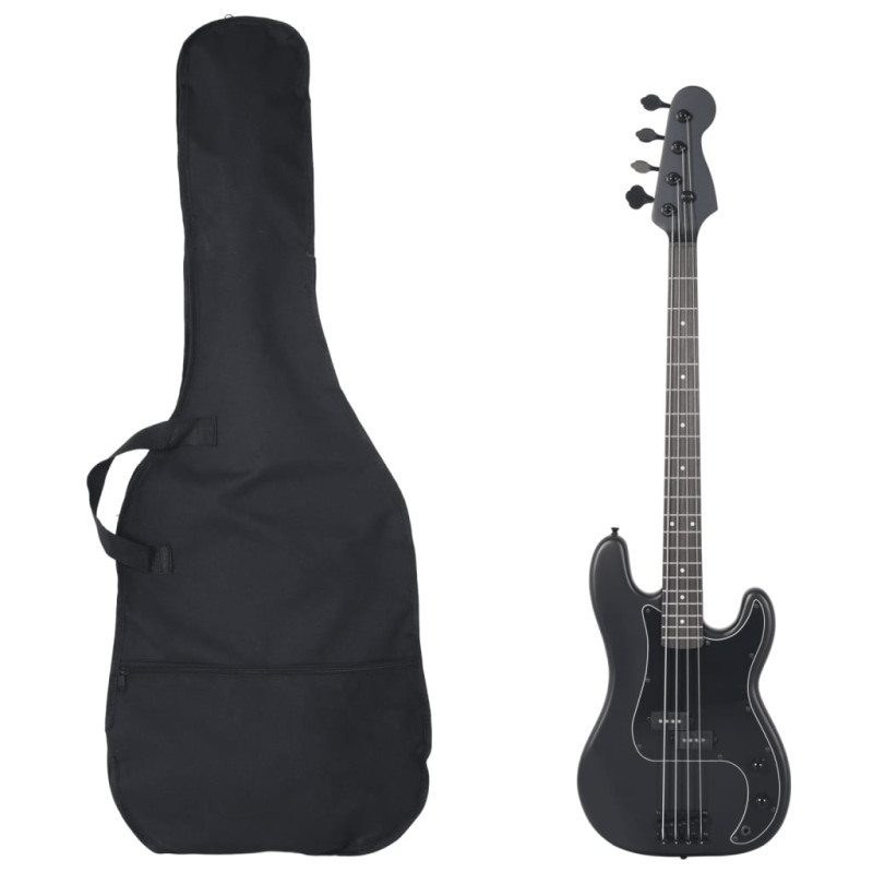 Produktbild för Elektrisk basgitarr för nybörjare med väska svart 4/4 46"