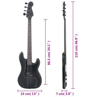 Miniatyr av produktbild för Elektrisk basgitarr för nybörjare med väska svart 4/4 46"